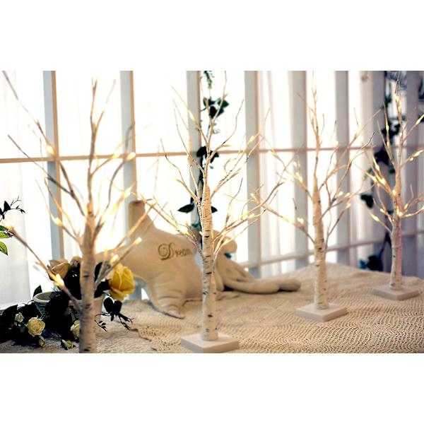 Set 2-2ft 24 lt lämmin valkoinen led-koivuvalo pöytälevy Bonsai Tree Light korupidike