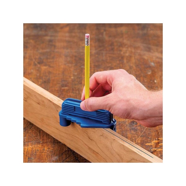 Ny bærbar centermarkør Træbearbejdningscenterfinderværktøj Træridsemærkeværktøj med standard træblyant 1 styk (blå)