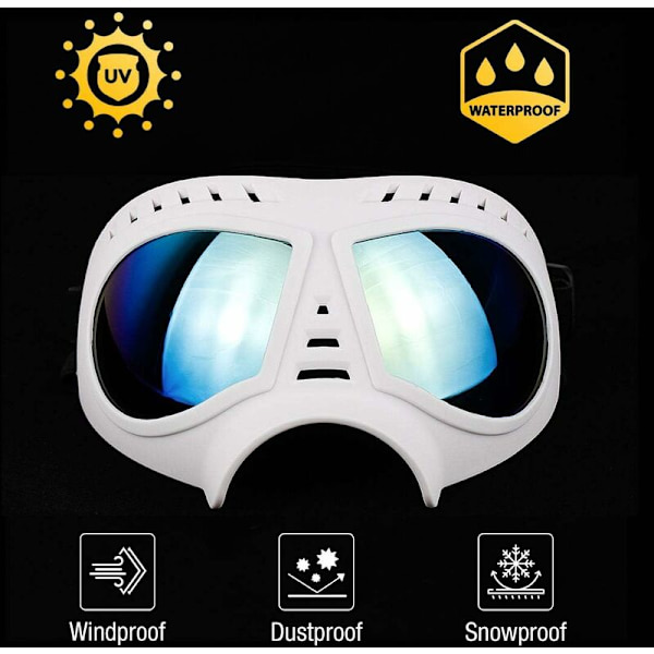 Hundglasögon, Ögonskydd, Justerbara Remmar, Lätta Anti-UV Solglasögon för Medelstora/Stora Hundar