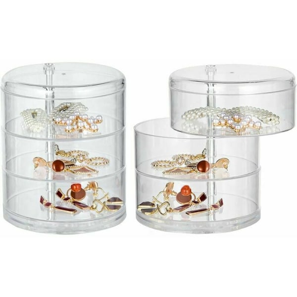 Transparent smyckeskrin sminkbord tillbehör 1 x 4 lager transparent fritt roterande smyckeskrin