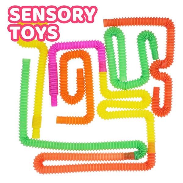 12 st Sensoriska Stretch Tubes Färgglada Fidget Toys Mini Sensor Tube Pop Tubes Pedagogiska barnleksaker Slumpmässig färg