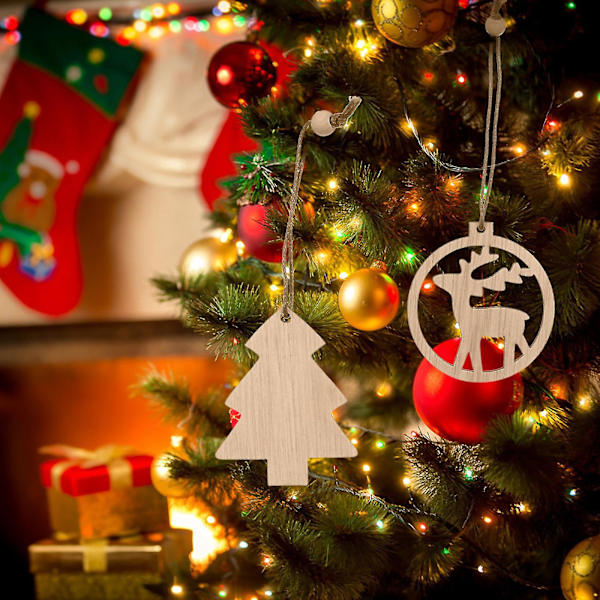 12 st juldekorationer Julgran Hängande Ornament Trähängen