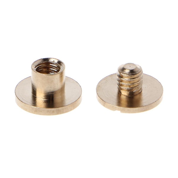 10 par Chicago bindande skruv läder reparation metall runda skruvstolpar fästelement (6 mm, guld)