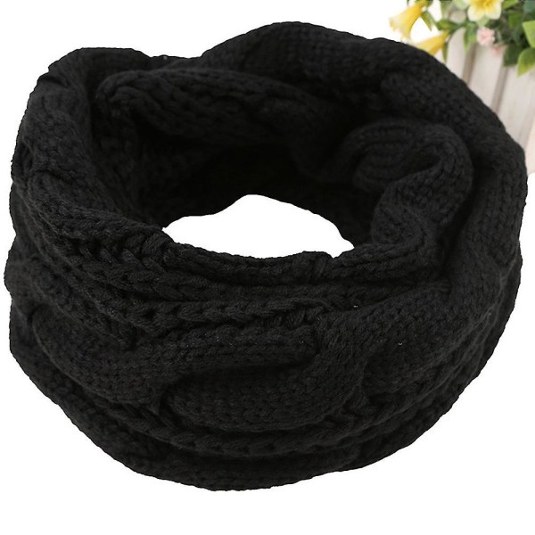 Två cirklar av ull twist scarf (svart)