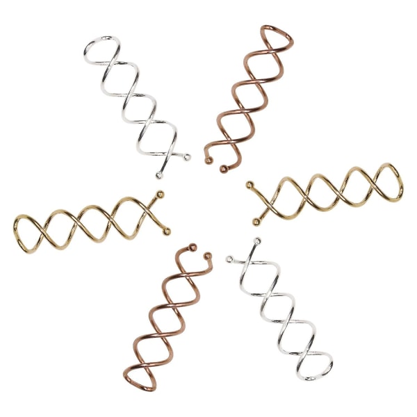 Set med 6 spiral hårnål Twist Spin Pin Reapfri Runda tips Twist Skruv Hårnål (2 tum)