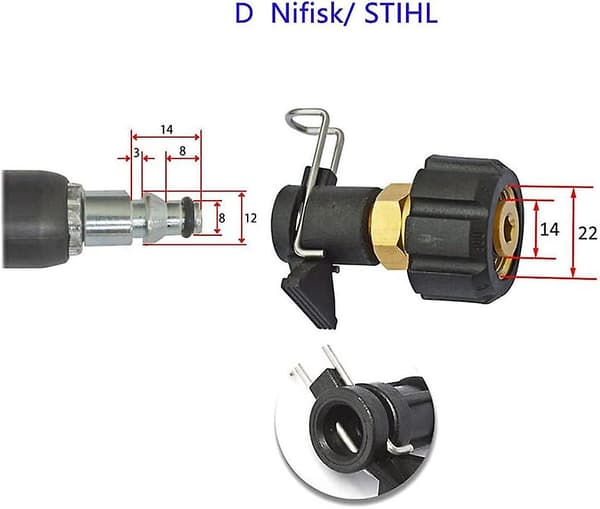 Högtryckstvättadapter M22 Quick Connect Trädgårdsslangadapter, lämplig för biltvätt typ A