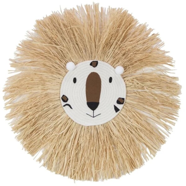 Hanging Decor, Cute Hand Woven Exquisite Lion Tiger Straw Wall Decor for Baby Room-3