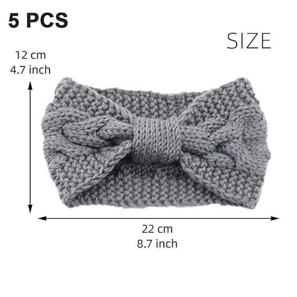 Huvudband med knappar, vintervarma stickade elastiska hårband, huvudband - 26 (stil 2)