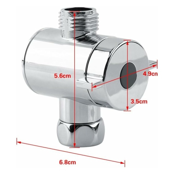3-tie-suuntainen jakaja, G1/2-kytkimen sovitinventtiili keittiön tai kylpyhuoneen hanan vaihto-osa, kromi