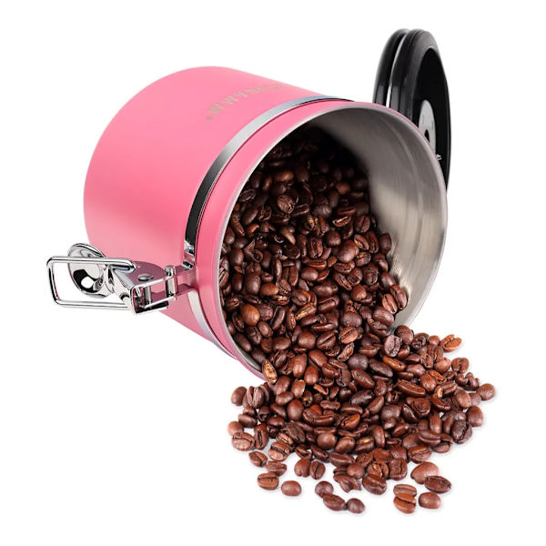 Schramm® kaffeburk 1200 ml i 10 färger med doseringssked Höjd: 12cm Kaffeburkar Kaffebehållare i rostfritt stål, färg:rosa