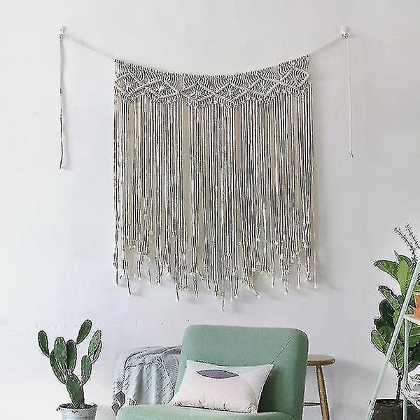 Macrame väggbonad gardin Boho stil gardiner bakgrund vävd väggbonad bohemisk heminredning