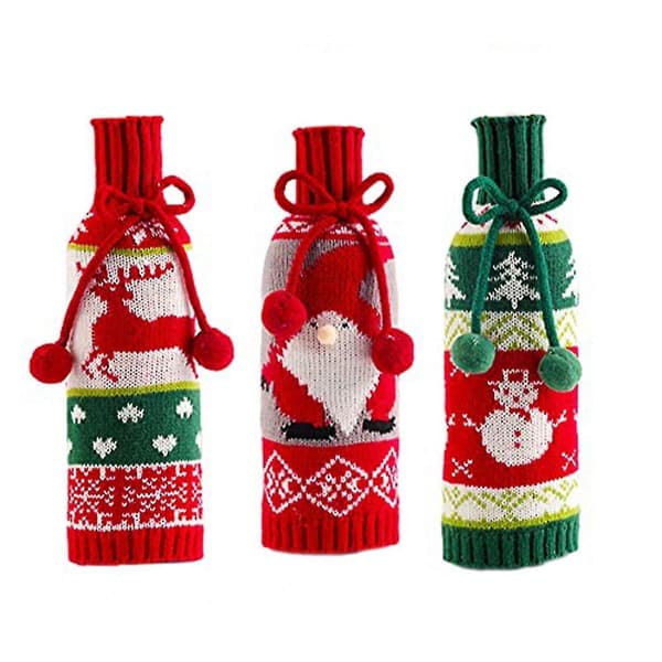 Jultomteflaskor, handgjorda tröjor för vinflaskor, juldekorationer,