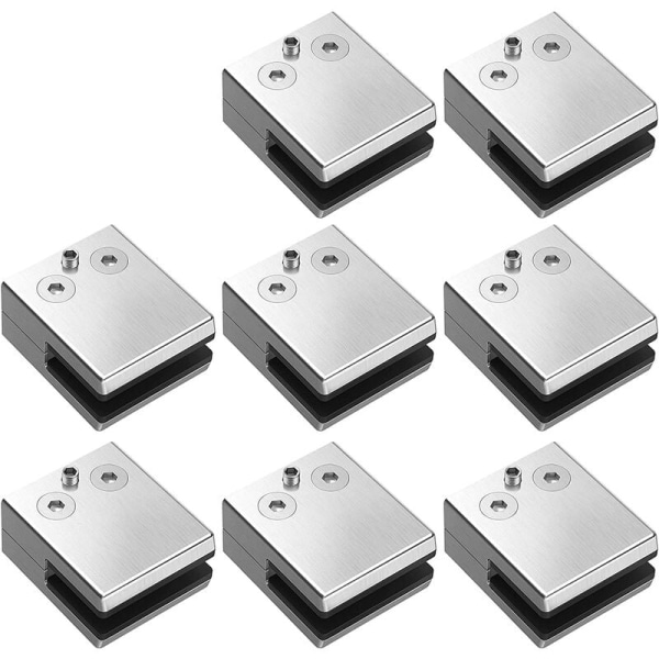 Glasklämmor 8 st 8-10 mm Rostfritt stål 304 Glasklämmor Platt bakre Justerbar Glasfäste för Trappa Räcke Ledstång