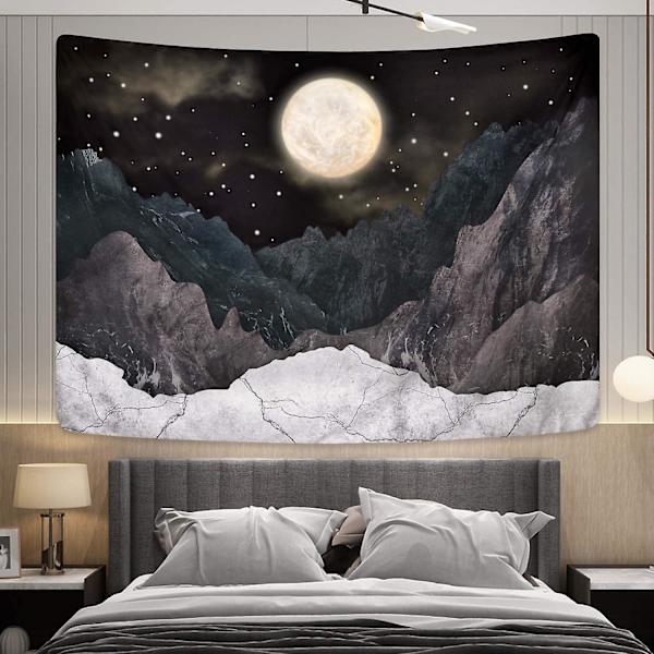 Fjellveggteppe Måne Stjerner Teppet Stjernehimmel Nattehimmel Tepper Naturveggtepper Svart Fjellveggteppe Veggdekorasjon For Rom (51,2 X 59,1 Tommer