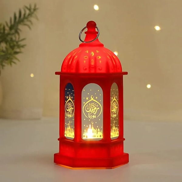Ramadan dekorativ lampa, Eid Mubarak lykta månstjärnedekoration, Ramadan dekoration Muslimsk festival dekorativ, röd