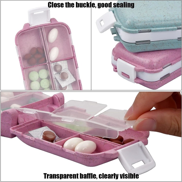 3-fack tablettask, lufttät vete pillerlåda, bärbar pillerdispenser, 7-fack tablettask