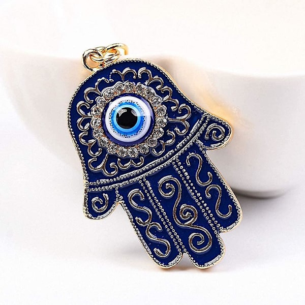 Hamsa Hånd af Fatima Nøglering Ondt Øje Nøglering med Krystal Rhinestones Harpiks Lykkelig Nazar Amulett Djævelens Øje Palm Charm Nøgleholder til Kvinder Mænd Bil