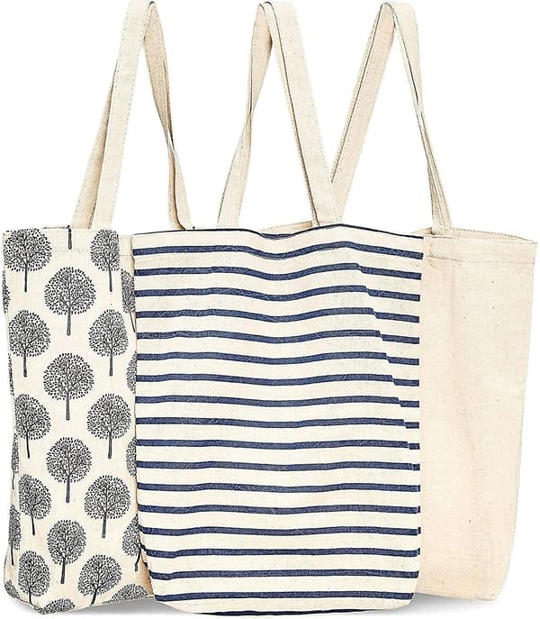 3-pack återanvändbara tygkassar för matvaror, 15x16,5x3,5 tum