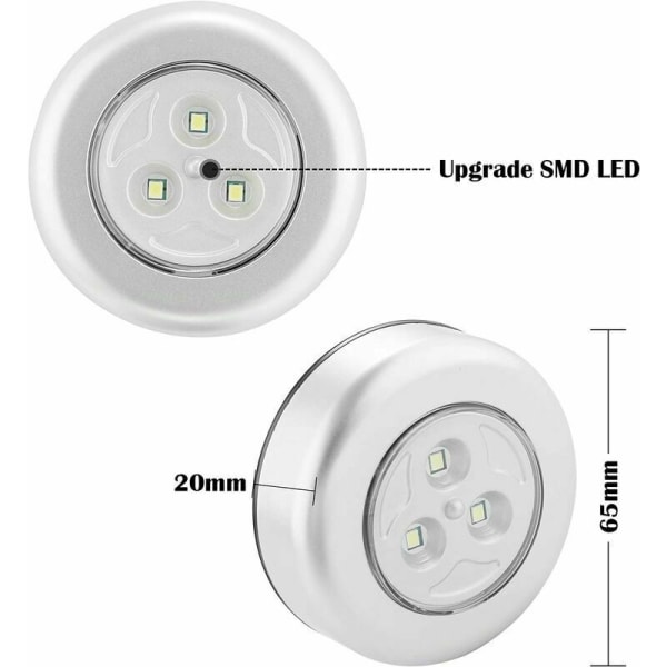 6er-Pack 3 batteriebetriebene, selbstklebende LED-Nachtlichter för Schrank/Schrank/Regal/Eingangsbereich/Küche/Gang