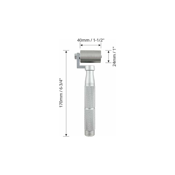 Rullata ruostumattomasta teräksestä valmistettu tapettisauman tela, alumiinikahvainen tapetin painorulla, tapettisauman koristeluväline (40 mm)