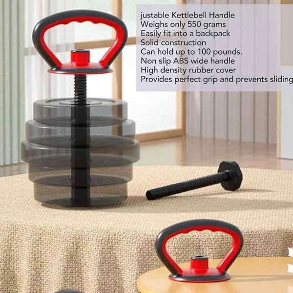 1 Justerbart kettlebell-håndtag, ergonomisk håndtag, bærbart udstyr, styrketræning til hjemmet og rejsen.