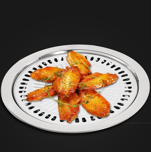 Rostfritt stål non-stick rund grill campinggrill