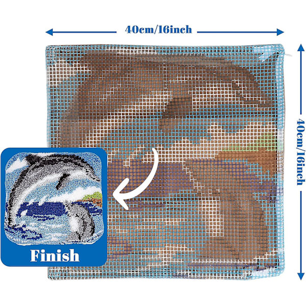 Gör-det-själv örngott handtryckt broderi set virka tråd hantverk 16 x 16 tum delfin