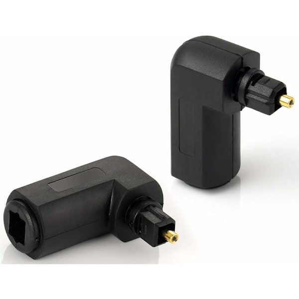 2x Toslink 90° vinkeladaptrar (Toslink honkontakt till hankontakt), rätvinklig kontakt för optisk digital ljudkabel (TOS-kabel), S/PDIF-kabel
