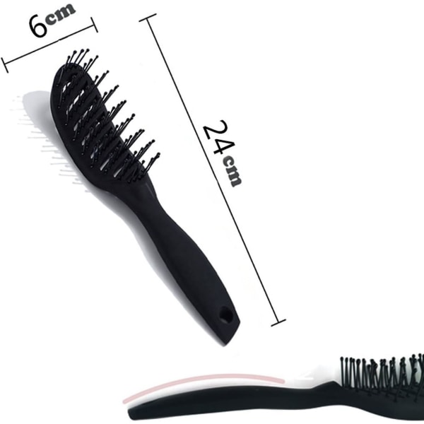 Massage Modeling Comb Wide Tooth Curved Curling Hair Comb Hair Brushes Curved Styling Brush Black