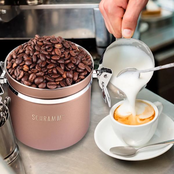 Schramm® kaffeburk 1200 ml i 10 färger med doseringssked Höjd: 12cm Kaffeburkar Kaffeburk av rostfritt stål, färg: brons