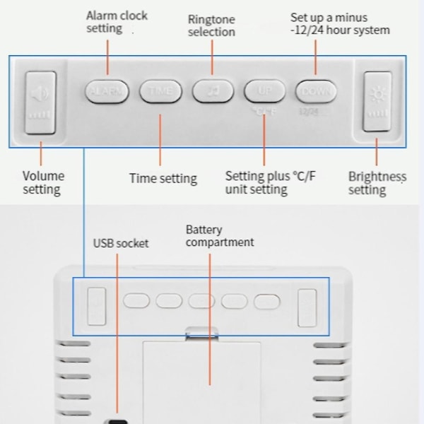 Stor skärm enkel LED-klocka sängklocka multifunktionell elektronisk klocka style3