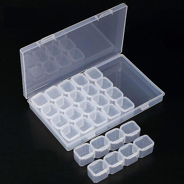 2 st 28 rutnät genomskinlig diamantbroderi plastpärlbox-1