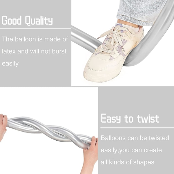 50 Stykker Vridde Ballonger 260 Lange Ballonger Metalliske Latexballonger DIY Modellering Ballonger For Bursdag Bryllup Forlovelse Jubileum Festival Del