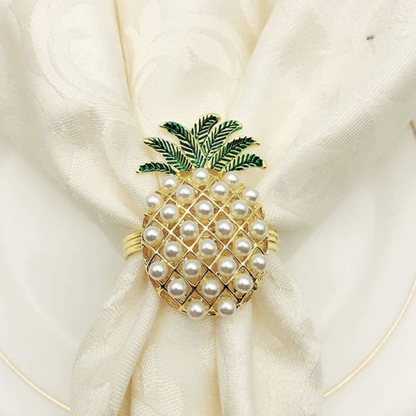 6 st ananas servettring i legering för hem, kök, bröllop, bankett, fest, julmiddagsdekoration