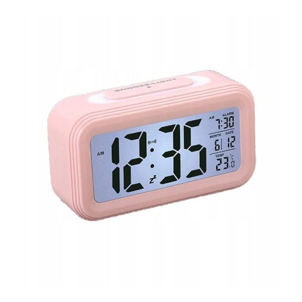 Multifunktionell digital väckarklocka LED Smart Lysande Smart Clock Temperatur Perpetual Calendar Studentväckarklocka, rosa