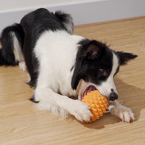 Interaktivt gummipuslespil til hunde - Mango gul, 86x114mm
