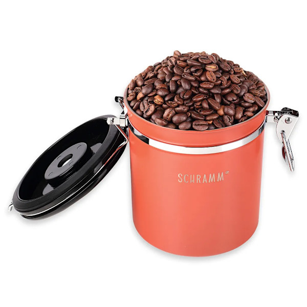 Schramm® kaffeburk 1500 ml i 10 färger med doseringssked Höjd: 15cm Kaffeburkar Kaffeburk i rostfritt stål, färg: orange