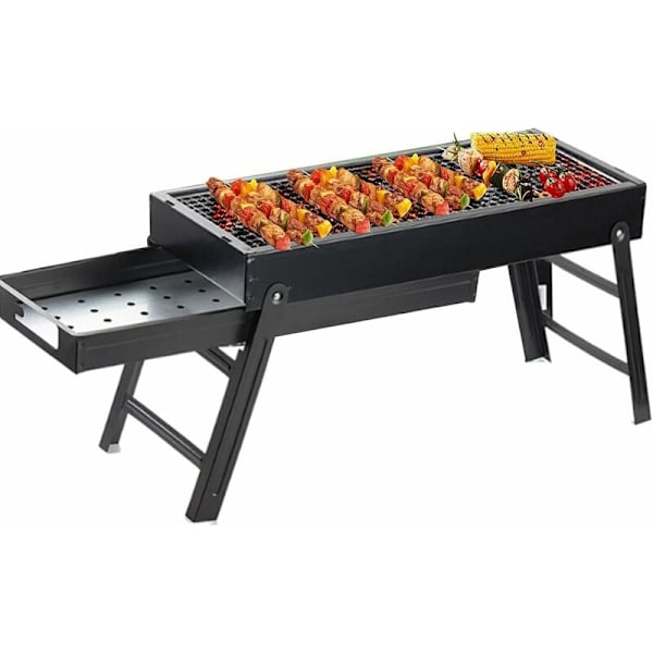Hopfällbar bärbar grill i rostfritt stål för kök, trädgård, fest, festival, picknick, camping, vandring, 60 x 22 x 30 cm