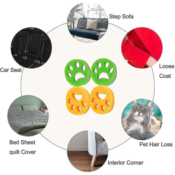 4 st PET Hårborttagare Tvättmaskin Hårrengöringsverktyg Återanvändbart för kläder, sängkläder, hund- och katthår