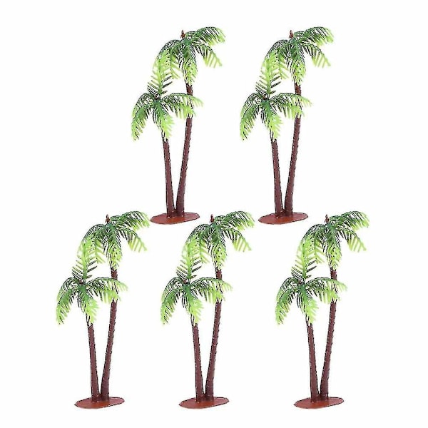 5 st Miniatyr Kokos Palmträd i Plast, Krukor för Bonsai, Hantverk, Mikrolandskap Yo