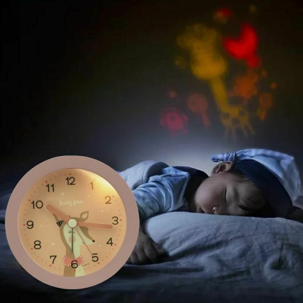Tyst väckarklocka för barn, flickor och pojkar - Ingen tickande väckarklocka - Reseväckarklocka med ljus (rosa)