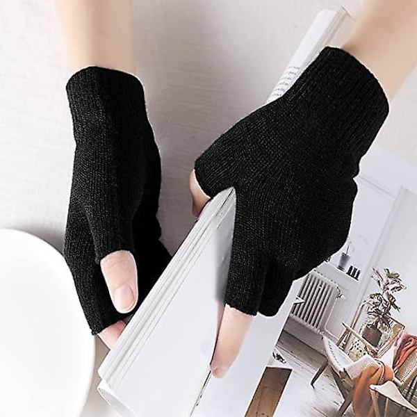 vantar för dam och herr, 2 par halvstila vinterstickade handskar, unisex