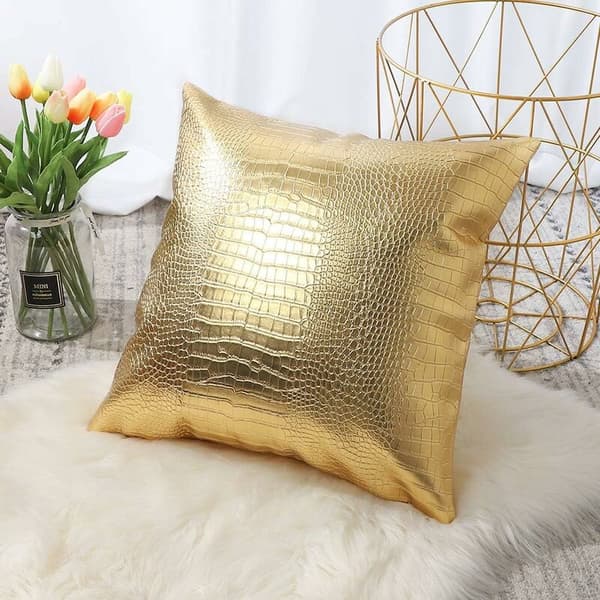 Pudebetræk Sofa Hjemmeindretning Kunstlæder Pudebetræk Farve Guld 45x45cm