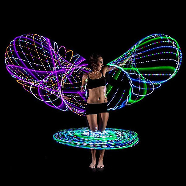 Färgförändrande LED-cirkel, lysande cirkel, flerfärgad danscirkel, bodybuilding