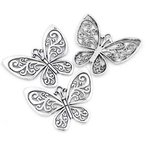 5-pack retrostil antikt silver ihåligt fjärilshänge lämpligt för smycketillverkning DIY-hänge