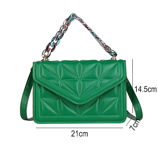 Handväska för kvinnor, clutch, justerbar kedja quiltad crossbodygrön