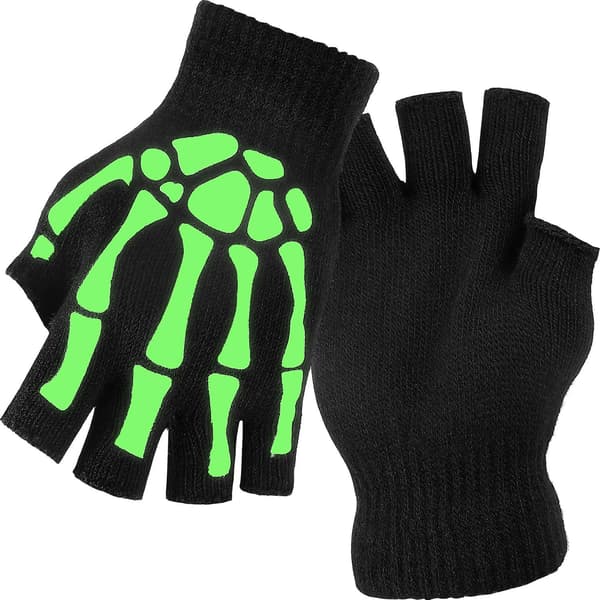 3 par Halloween stretchiga stickade mekanikerhandskar vinter varma lysande handskar