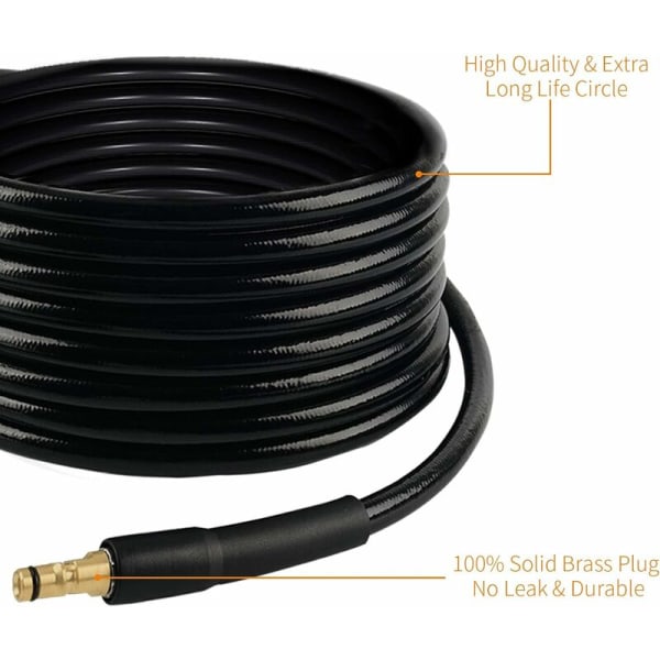 6 m högtrycksslang, högtrycksslang med Quick Click - Quick Connect-adapteradapter, utrustad med Tujad modell K??rcher M22