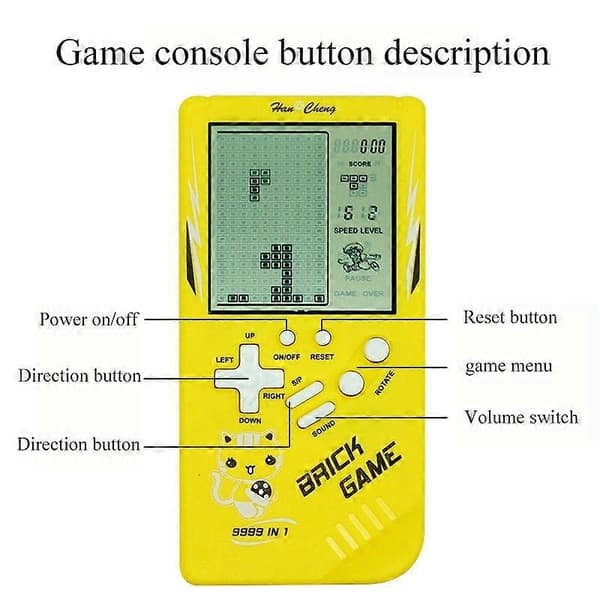 Handhållen retrospelkonsol för barn med stor skärm (blå)