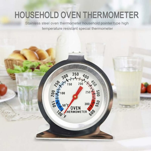 50-300°C/100-600°F Ugns Termometer, 2 Pack Ugn Grill Stek Kock Rök Termometer Direkt Avläsning Termometer Rostfritt Stål Kök Matlagning T (Silver)